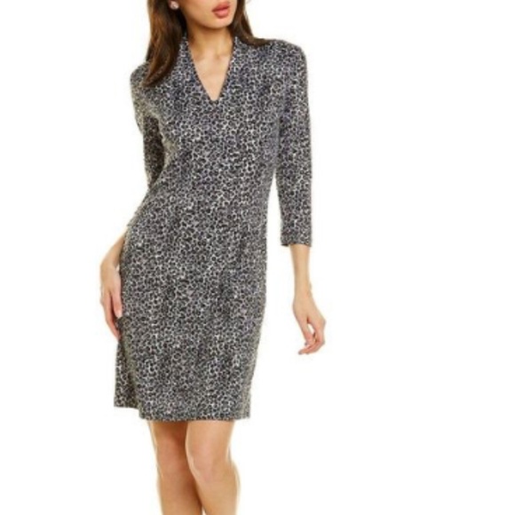 J. McLaughlin Catalina Ivana Sheath Leopard Print V Neck Dress Size Small - Picture 1 of 16